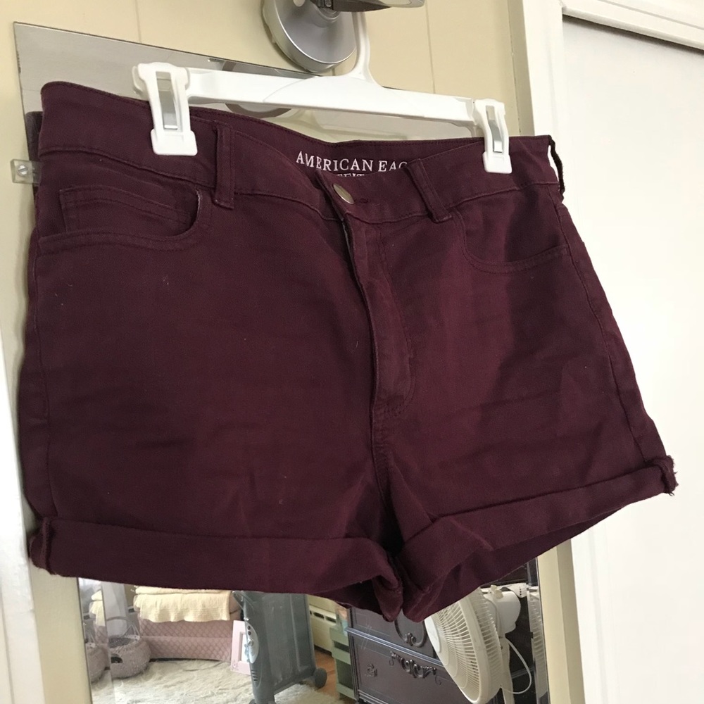 American Eagle Maroon High Waisted Shorts